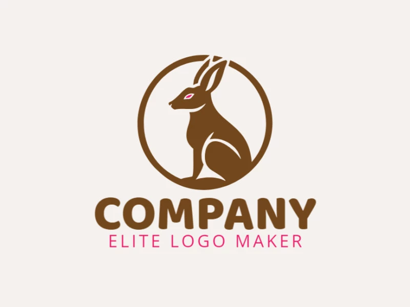 Cree un logotipo memorable para su negocio en forma de un conejo con un estilo circular y un diseño creativo.