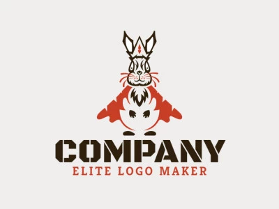 Crea un logotipo ideal para tu negocio en forma de un rey conejo con un estilo abstracto y colores personalizables.