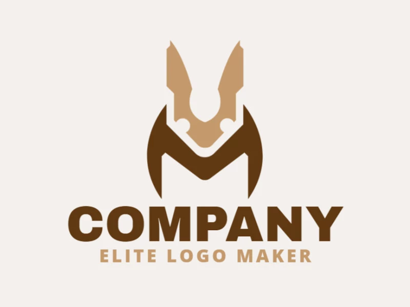 Logotipo vectorial en forma de un conejo con diseño minimalista y colores marrón y beige.