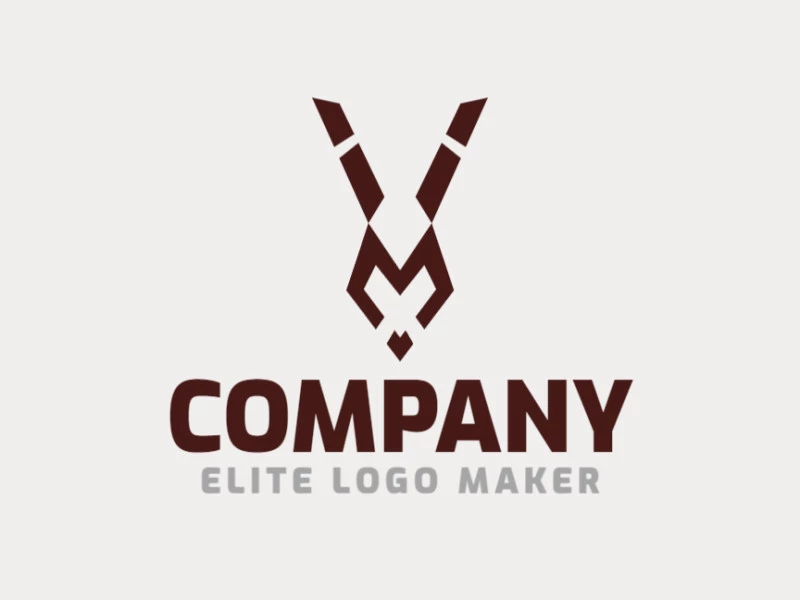 Crear su logotipo en línea con la forma de un conejo combinado con una letra "M" con colores personalizables y estilo abstracto.