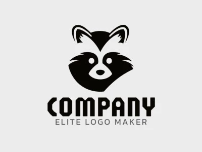 Un logotipo minimalista de mapache en negro elegante, que simboliza la simplicidad y el encanto enigmático de la noche.