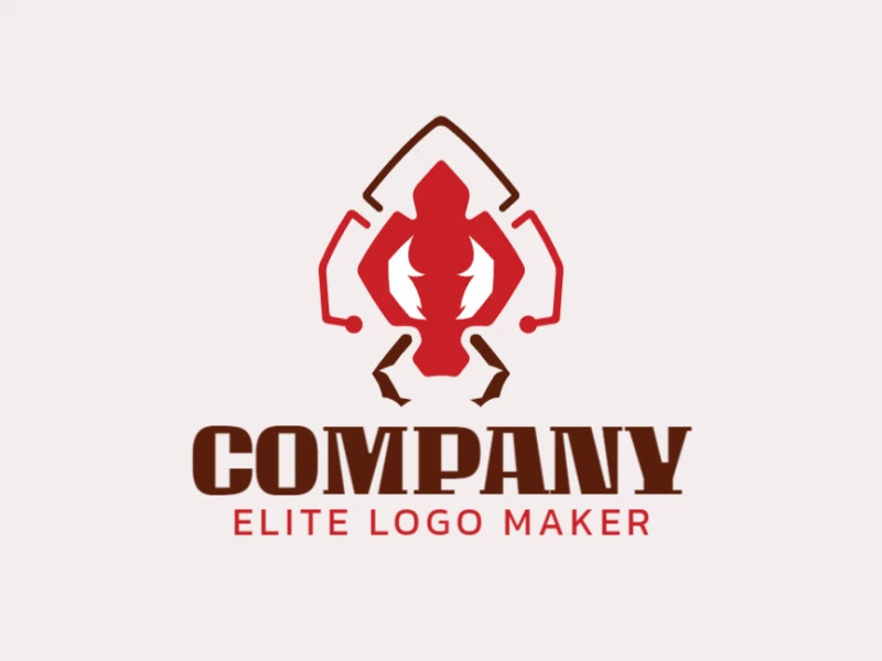 Cree un logotipo memorable para su negocio en forma de una hormiga roja con un estilo simétrico y un diseño creativo.