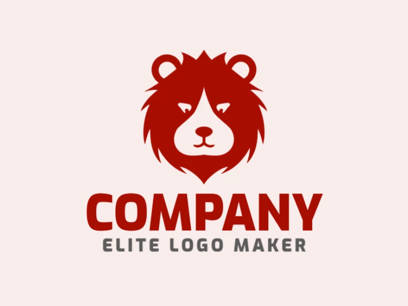 Logotipo personalizable en forma de una cabeza de oso rojo con diseño creativo y estilo infantil.