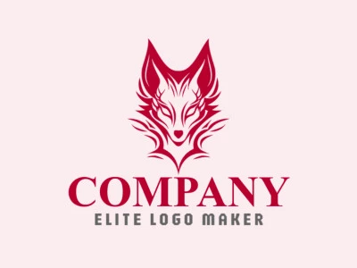 Logotipo personalizable en forma de un zorro rojo con diseño creativo y estilo simétrico.