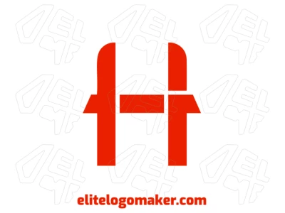 Logotipo minimalista basado en vector con la letra "H" roja, diseñado para una imagen moderna y elegante.