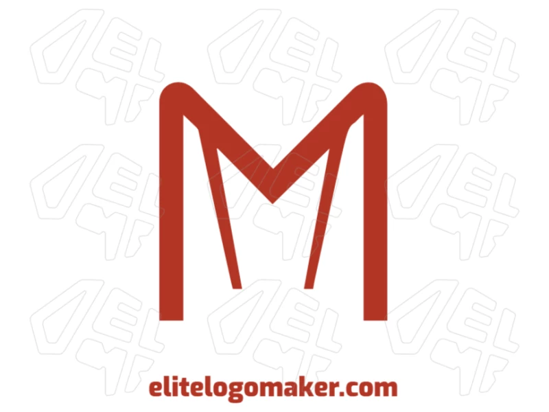 Letra "M" Con Diseño Rojo - Composición De Logo Creativo La letra "M" roja simple presenta un diseño notable que capta la atención con color audaz y estilo limpio para composición de logo creativo.