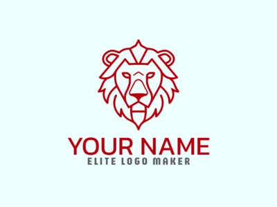 Un logotipo creativo y personalizable con una cabeza de león roja en estilo abstracto, diseñado para ofrecer una identidad visual audaz y única para tu marca.