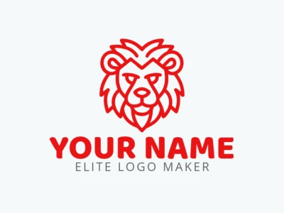 Un logotipo monoline atractivo con un león rojo diseñado con líneas finas, mostrando elegancia y simplicidad en su diseño.