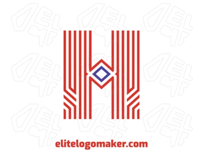 Logotipo llamativo con la letra "H" roja y diseño a rayas en estilo de letra inicial, diseñado para una identidad de marca premium y memorable.