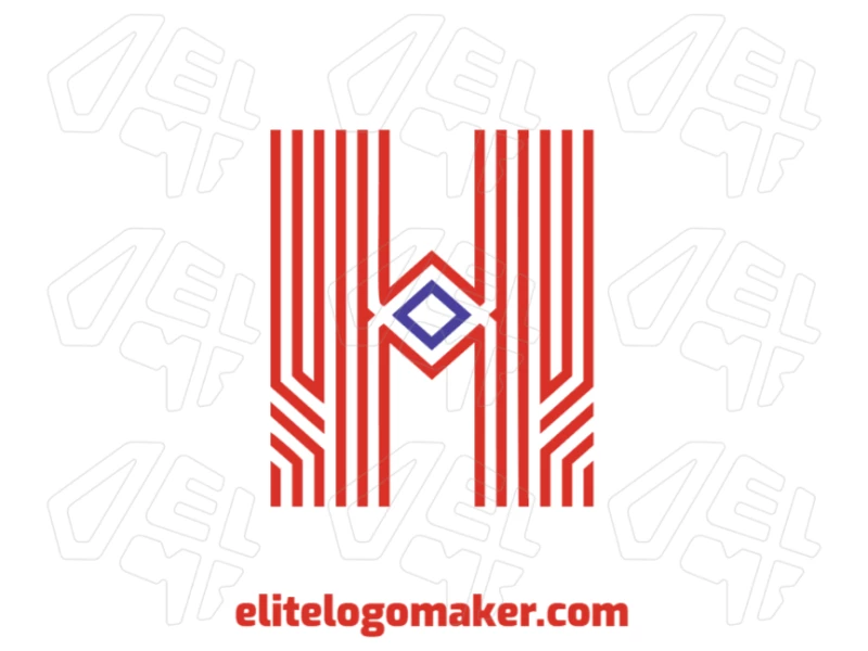 Letra "H" Roja Con Diseño A Rayas - Generador De Logotipo Premium Logotipo llamativo con la letra "H" roja y diseño a rayas en estilo de letra inicial, diseñado para una identidad de marca premium y memorable.