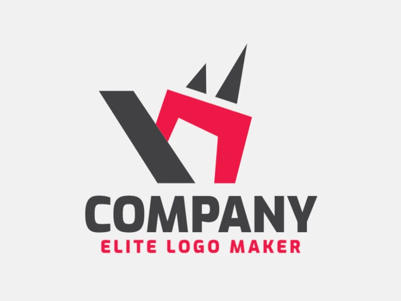 Logotipo listo para descargar en forma de un rinoceronte con diseño minimalista y colores rojo y negro.