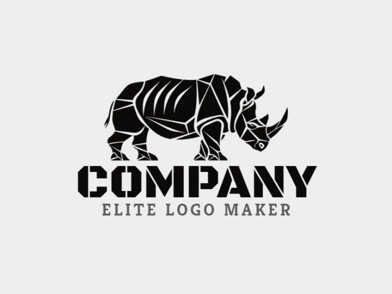 Un logotipo con temática animal que muestra un rinoceronte majestuoso, simbolizando fuerza y ​​resiliencia.