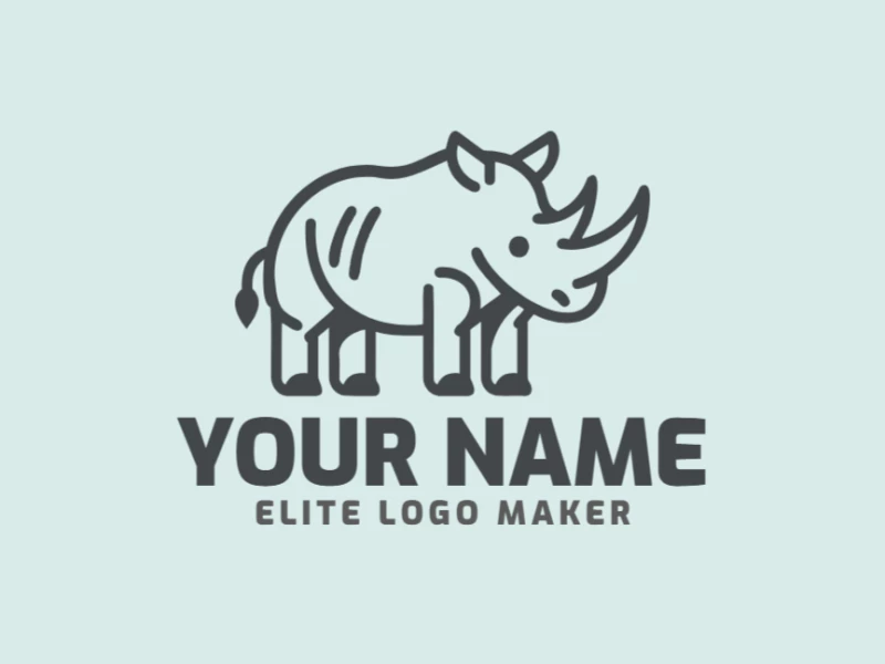 Un logotipo creativo con un rinoceronte en estilo animal, ofreciendo una representación única que combina fuerza y creatividad en un diseño visualmente impactante.