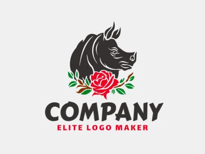 Logotipo moderno en forma de un rinoceronte combinado con una rosa con diseño profesional y estilo ilustrativo.