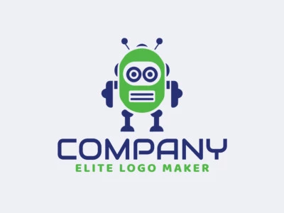 Logotipo en forma de un robot en colores verde y azul, este logotipo es ideal para diferentes áreas de negocio.