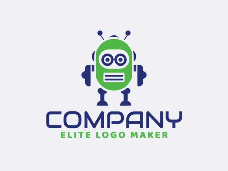 Logotipo en forma de un robot en colores verde y azul, este logotipo es ideal para diferentes áreas de negocio.