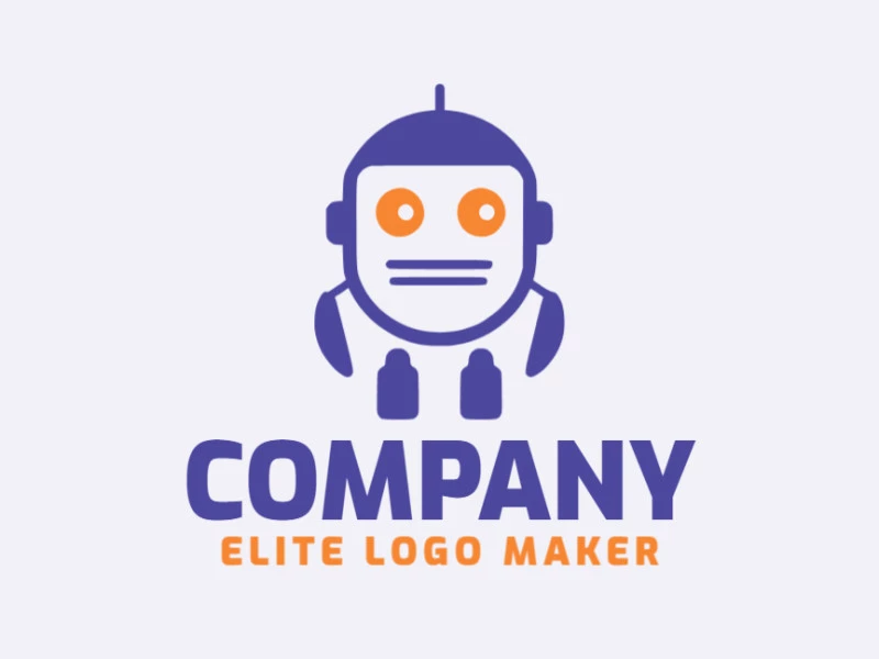 Logotipo ideal para diferentes empresas en forma de un robot con un estilo minimalista.