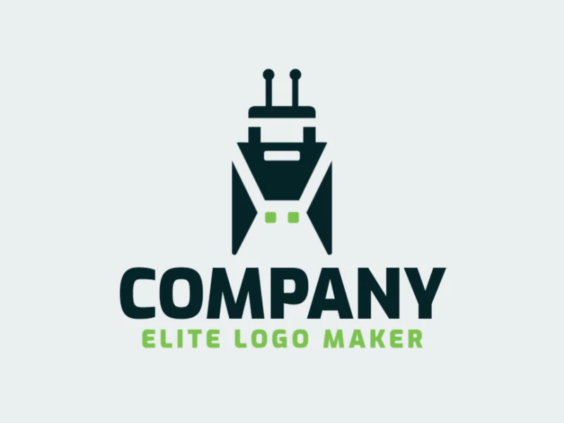 Logotipo con diseño creativo, formando un robot combinado con una maleta, con estilo abstracto y colores personalizables.