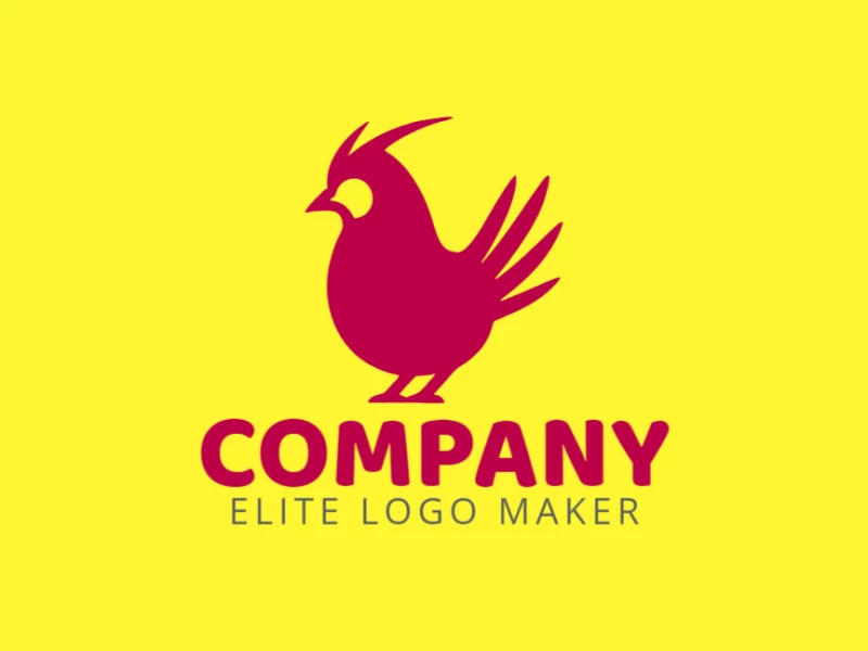 Cree un logotipo vectorial para su empresa en forma de un gallo con un estilo minimalista, el color utilizado es el rojo.