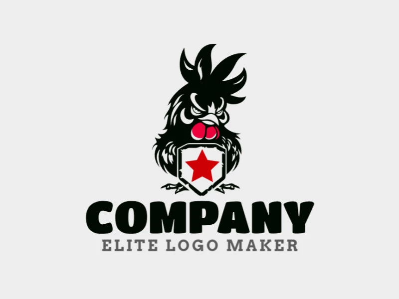 Propuesta de logotipo mascota con enfoques innovadores que forman un gallo combinado con una estrella con diseño de alta calidad.