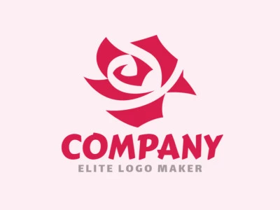 Logotipo listo para descargar en forma de una rosa con diseño abstracto y colores rojo y rosa.