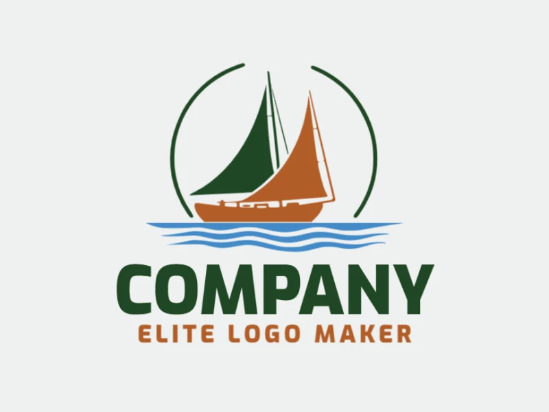 Logotipo memorable en forma de un velero, con estilo abstracto y colores personalizables.