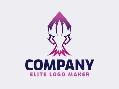 Cree un logotipo vectorial para su empresa en forma de un monstruo marino con un estilo gradiente, los colores utilizados son violeta y rosa.