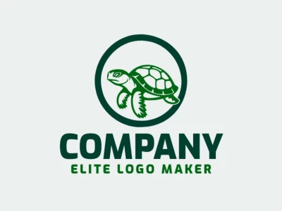 Logotipo memorable en forma de una tortuga marina con estilo simple y colores personalizables.