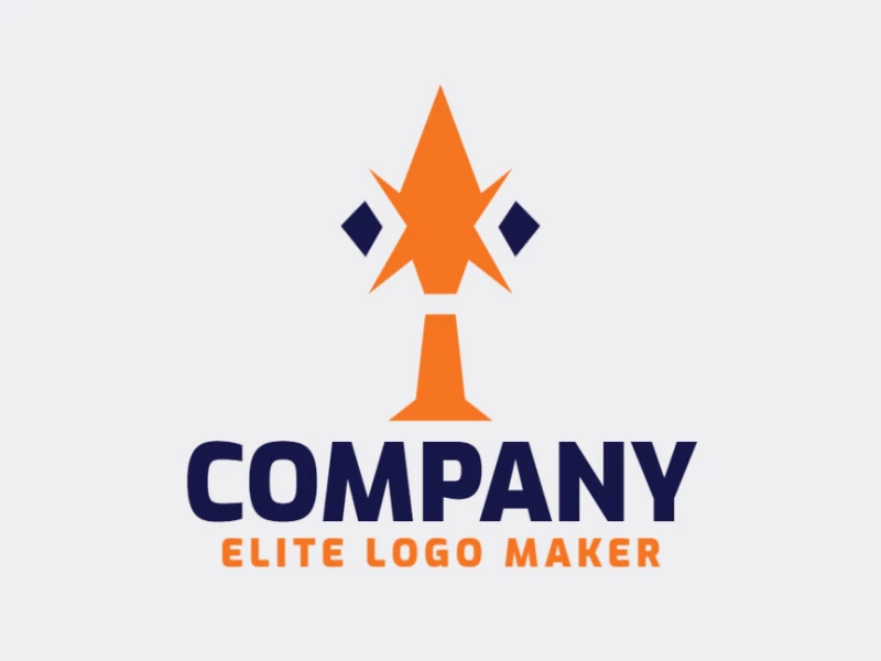 Cree un logotipo vectorial para su empresa en forma de un caballito de mar con un estilo minimalista, los colores utilizados son azul y naranja.