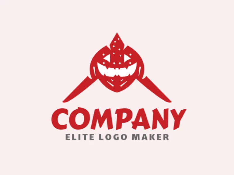 Logotipo ideal para diferentes negocios en forma de un tiburón combinado con una calabaza con diseño creativo y estilo abstracto.