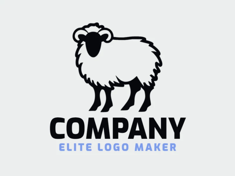 Logotipo personalizable en forma de una oveja compuesto por un estilo mascota y color negro.