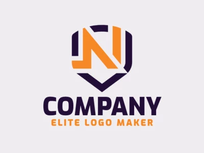 Cree un logotipo memorable para su negocio, en forma de un escudo combinado con una letra "N", con un estilo abstracto y un diseño creativo.