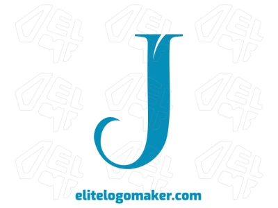 Diseño de logotipo flashy con la letra "J" azul simple en estilo de letra inicial, ideal para destacar la marca.