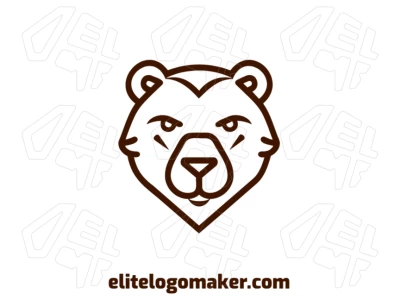 Un logotipo económico con una ilustración simple de una cabeza de oso, diseñado en estilo abstracto para un impacto visual minimalista y efectivo.