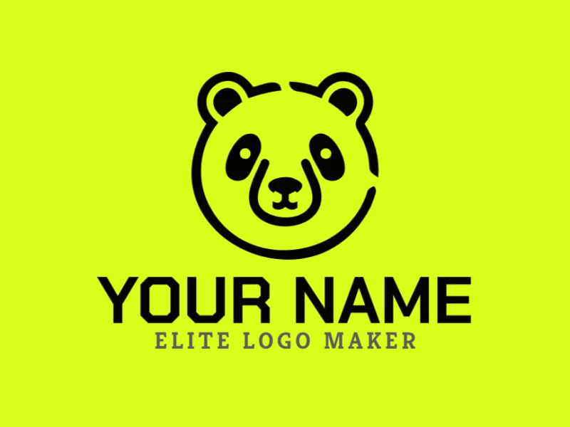 Un logotipo simple y apropiado que muestra las formas de una cabeza de oso panda, diseñado con un estilo minimalista y detalles limpios.