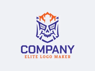 Logotipo memorable en forma de un cráneo con estilo abstracto y colores personalizables.