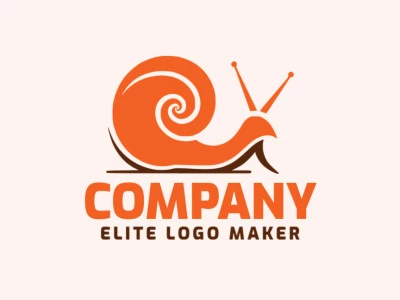 Un logotipo minimalista diseñado en forma de una babosa, que presenta una combinación de colores marrón y naranja, perfecto para cualquier marca.