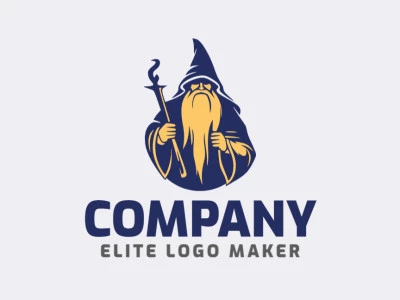 Crea un logotipo ideal para tu negocio en forma de un mago inteligente con un estilo simple y colores personalizables.