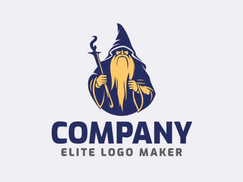 Crea un logotipo ideal para tu negocio en forma de un mago inteligente con un estilo simple y colores personalizables.