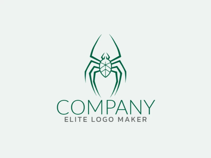 Un logotipo llamativo con una araña de diseño simétrico, que irradia intriga y elegancia con sus tonos verdes, perfecto para una imagen de marca cautivadora.