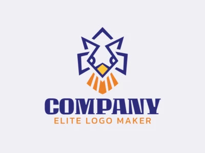 Cree un logotipo vectorial para su empresa en forma de un pájaro loco con un estilo simétrico, los colores utilizados son azul, amarillo, y naranja.