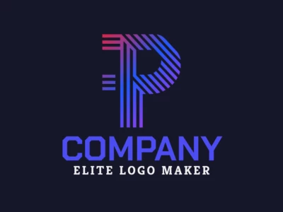 Un logotipo económico y estiloso con la letra “P” a rayas y en degradado, creado por un logo design maker para ofrecer una solución de marca moderna y asequible.