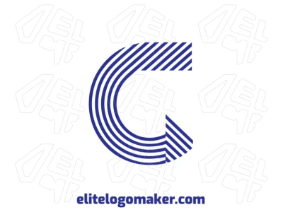 Logotipo personalizable y a rayas con la letra "C" en un estilo limpio y audaz, ideal para una marca única.