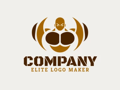 Logotipo vectorial en forma de un hombre fuerte con diseño pictórico y colores marrón y marrón oscuro.