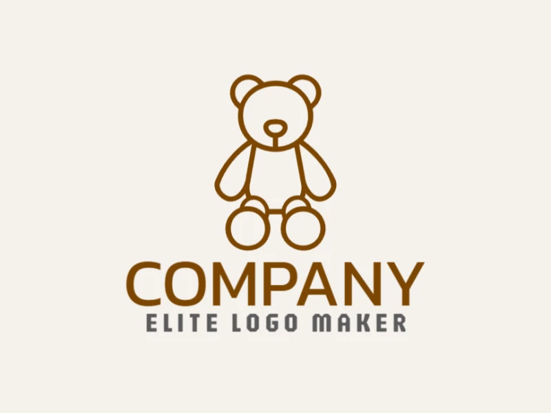 Un encantador logotipo en estilo monoline con un tierno osito de peluche, perfecto para tiendas boutique y productos infantiles.