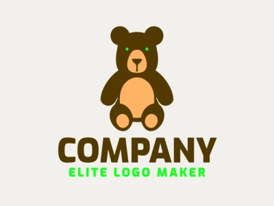 Un logotipo juguetón con un diseño adorable de osito de peluche, elaborado en un estilo infantil con vivos acentos de verde, marrón y naranja.