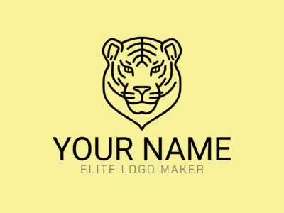 Un logotipo creativo y bueno para negocios con la cabeza de un tigre simple, capturando fuerza y elegancia en un estilo minimalista.