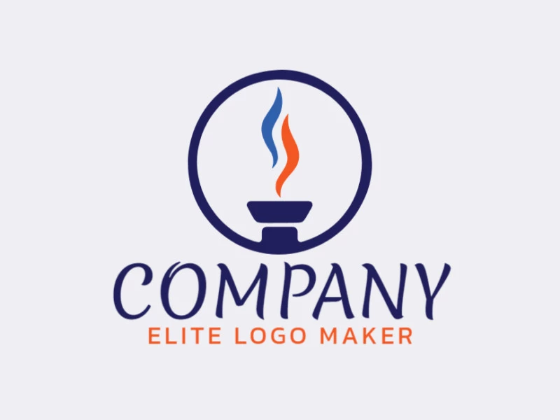 Crea un logotipo ideal para tu negocio en forma de una antorcha con un estilo minimalista y colores personalizables.