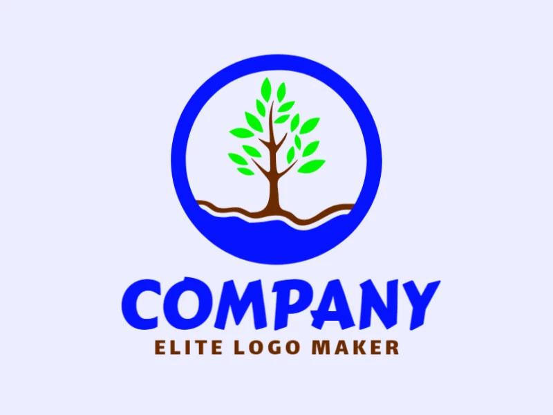 Cree un logotipo memorable para su negocio en forma de un árbol combinado con una agua con un estilo minimalista y un diseño creativo.