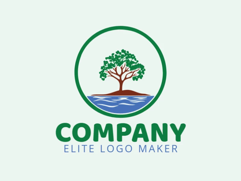 Logotipo profesional en forma de un árbol combinado con un río con diseño creativo y estilo ilustrativo.